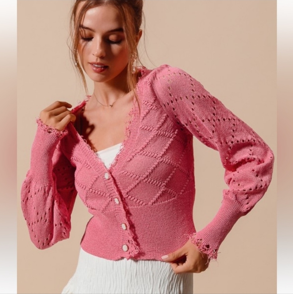 💖💕 FRAYED EDGE CARDIGAN in PINK 💕💖